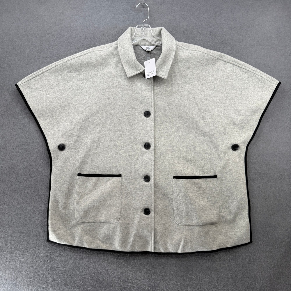 Croft & Barrow Cape XL Heather Gray Button Front Vest Oversized NWT